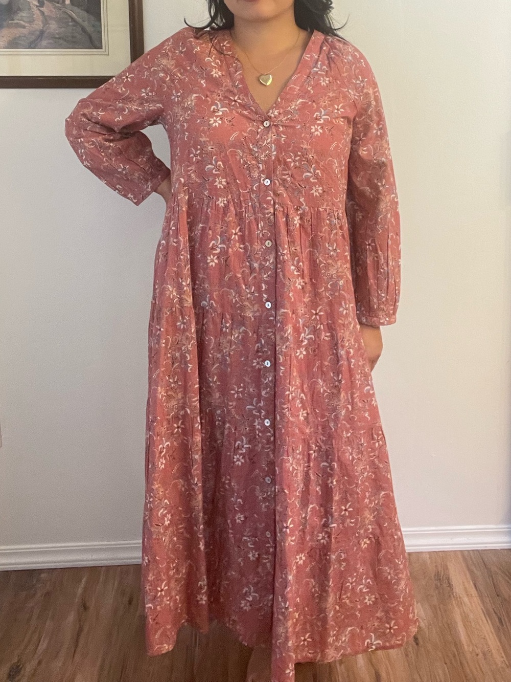 WRAP LONDON NWT - Dusty Rose Floral Button-Front Maxi Dress - Women
